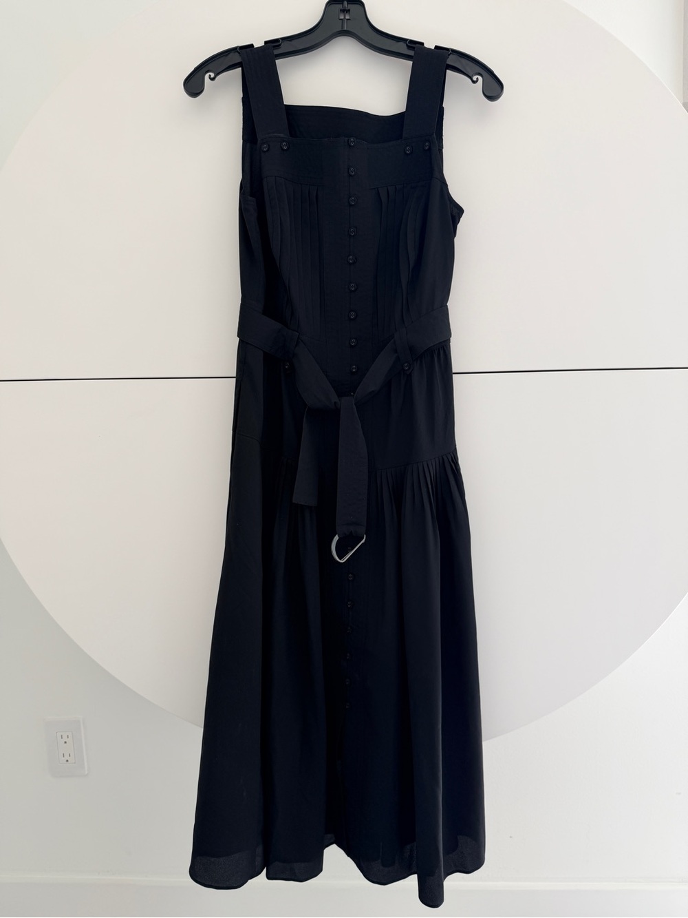 White House Black Market Black Button-Front Midi Dress with Belt